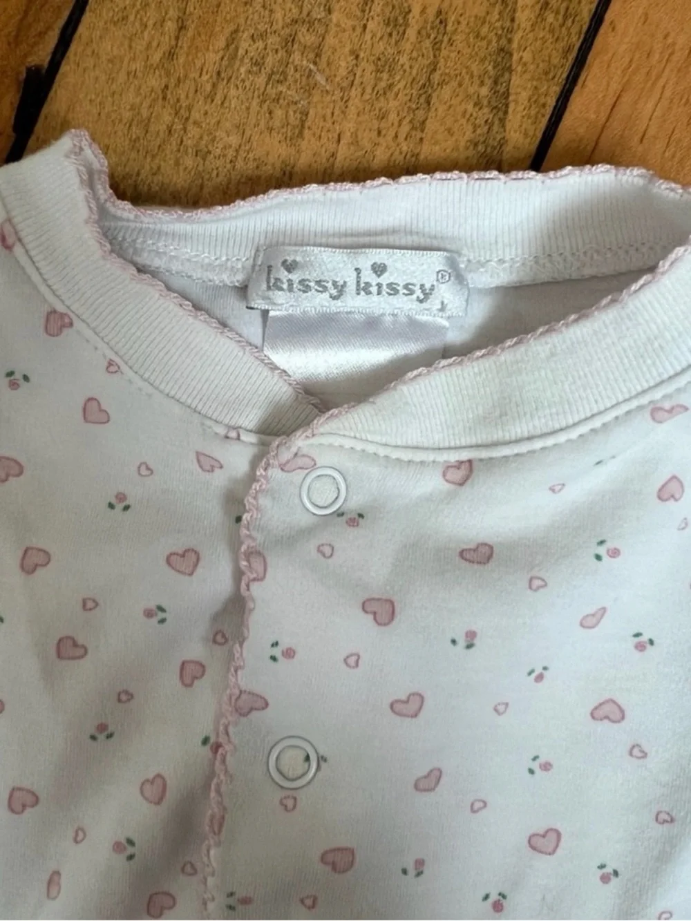Kissy Kissy Heart Print Footed Pajamas size 6–9M